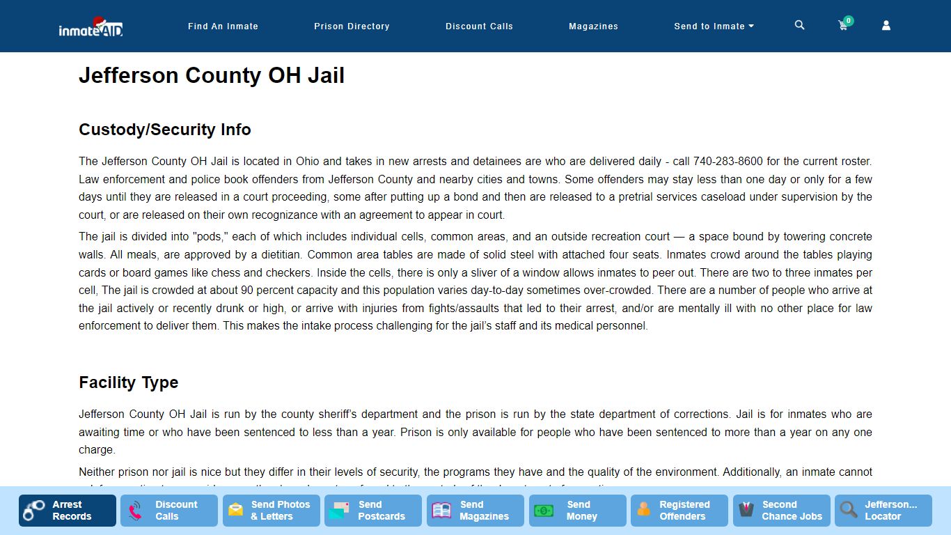 Jefferson County OH Jail - InmateAid
